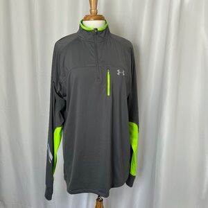UNDER ARMOUR ALL SEASON GEAR MENS 1/4 ZIP GRAY GREEN SHIRT - XL